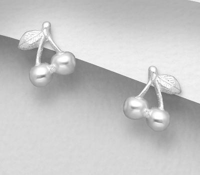 925 Sterling Silver Cherry Push-Back Earrings