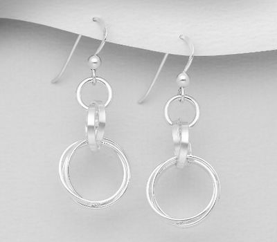 925 Sterling Silver Interlock Hook Earrings