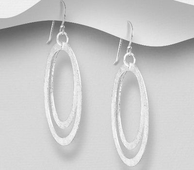 925 Sterling Silver Oval Matt Hook Earrings