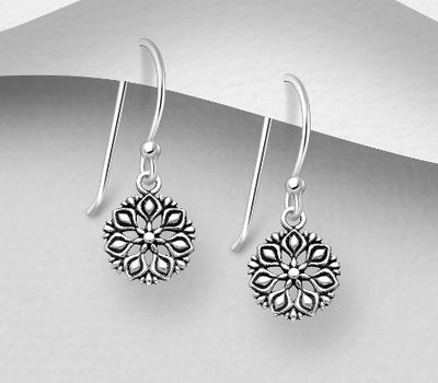 925 Sterling Silver Oxidized Hook Earrings