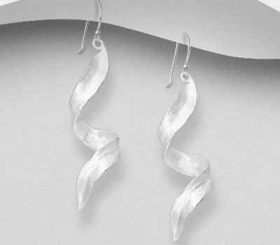 925 Sterling Silver Matt Hook Earrings