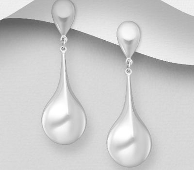 925 Sterling Silver Droplet Push-Back Earrings