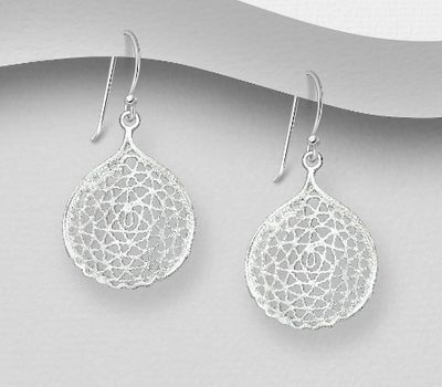 925 Sterling Silver Filigree Hook Earrings