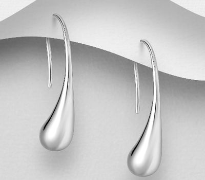 925 Sterling Silver Droplet Hook Earrings