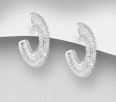 925 Sterling Silver Semi-Circle Wire Push-Back Earrings