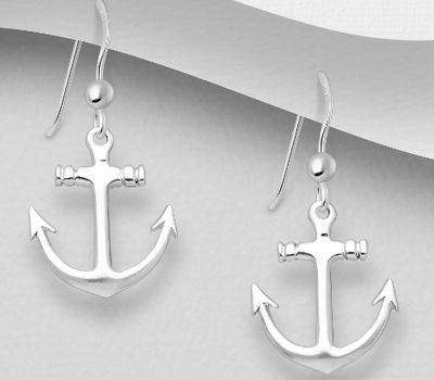 925 Sterling Silver Anchor Earrings