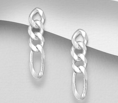 925 Sterling Silver Figaro Push-Back Earrings