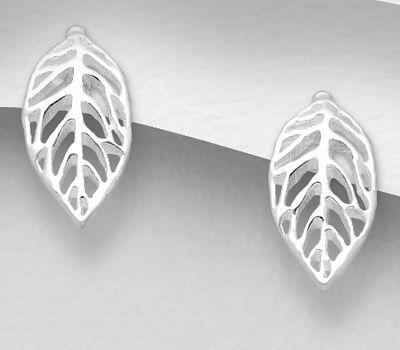 925 Sterling Silver Leaf Push-Back Earrings