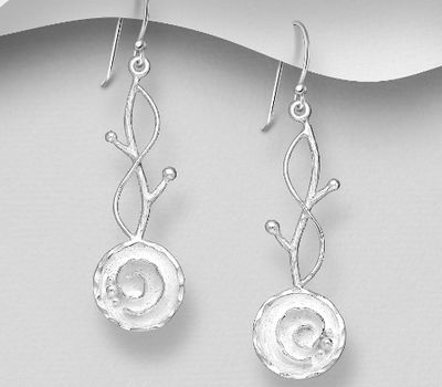 925 Sterling Silver Swirl Hook Earrings