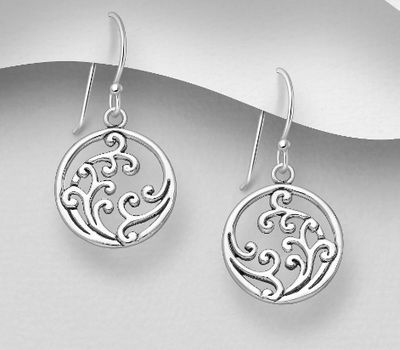 925 Sterling Silver Swirl Hook Earrings