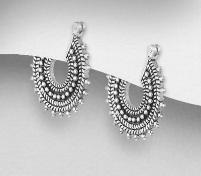 925 Sterling Silver Oxidized Hoop Earrings