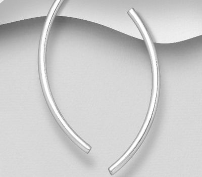 925 Sterling Silver Curved Bar Push-Back Earrings