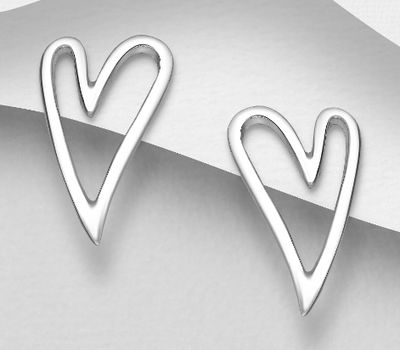 925 Sterling Silver Heart Push-Back Earrings