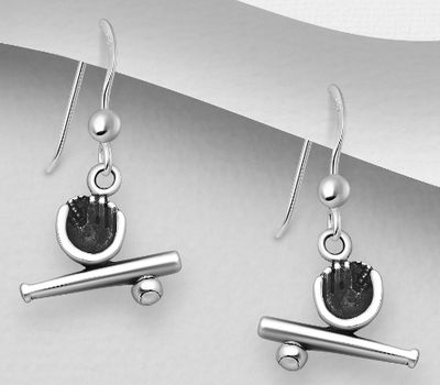 925 Sterling Silver Baseball Hook Earrings