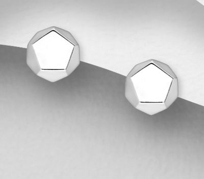 925 Sterling Silver Hexagon Push-Back Earrings