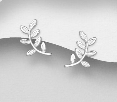 925 Sterling Silver Leaf Push-Back Earrings