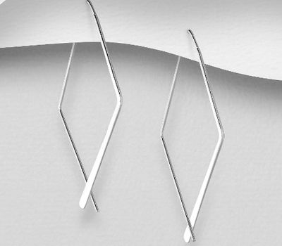 925 Sterling Silver Rhombus Hook Earrings