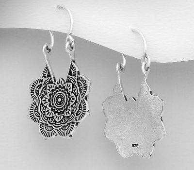 925 Sterling Silver Oxidized Hoop Earrings