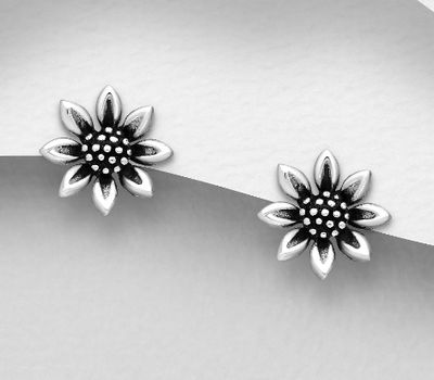 925 Sterling Silver Flower Push-Back Earrings