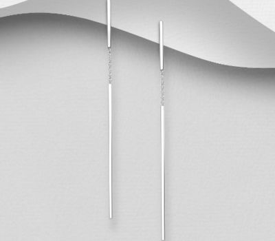 925 Sterling Silver Push-Back Bars Earrings