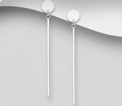 925 Sterling Silver Bar and Circle Earrings