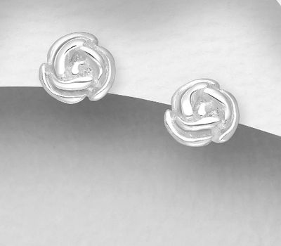 925 Sterling Silver Flower Push-Back Earrings