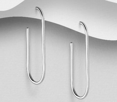 925 Sterling Silver Push-Back Rectangle Earrings