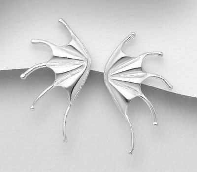 925 Sterling Silver Wings Push-Back Earrings