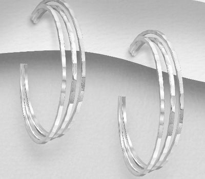 925 Sterling Silver Hammered Push-Back Earrings