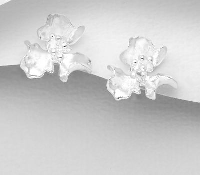 925 Sterling Silver Flower Push-Back Earrings