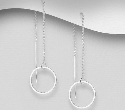 925 Sterling Silver Circle Thread Earrings