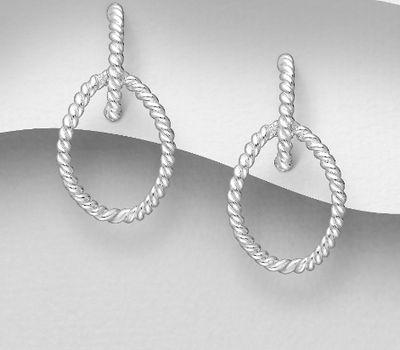 925 Sterling Silver Twisted Push-Back Earrings