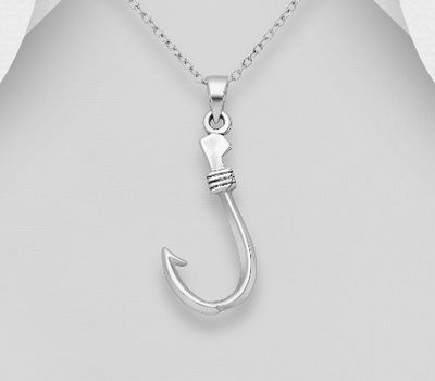 925 Sterling Silver Fish Hook Pendant