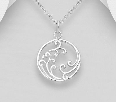 925 Sterling Silver Circle Swirl Pendant