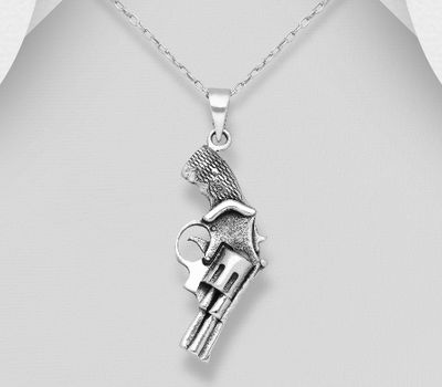 925 Sterling Silver Oxidized Gun Pendant