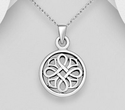 925 Sterling Silver Oxidized Circle Pendant