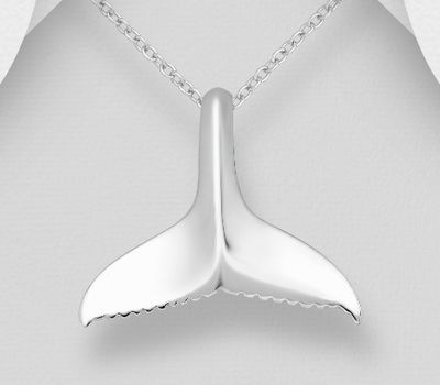 925 Sterling Silver Whale Tail Pendant