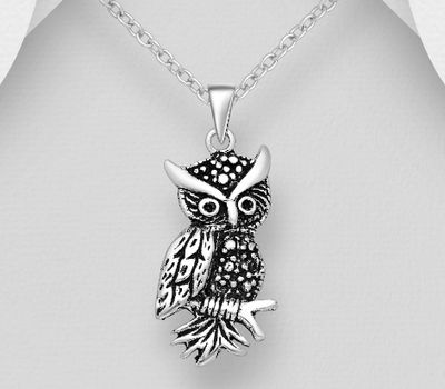 925 Sterling Silver Owl Pendant