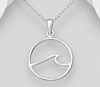 925 Sterling Silver Wave Pendant