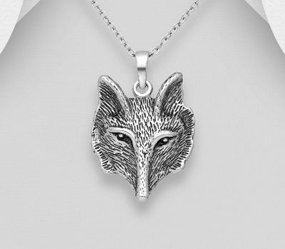 925 Sterling Silver Wolf Pendant