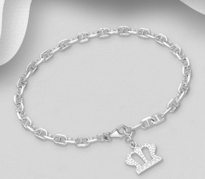 925 Sterling Silver Crown Bracelet