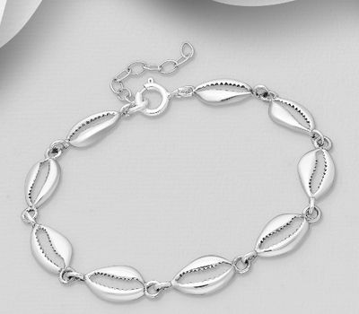 925 Sterling Silver Oxidized Shell Bracelet