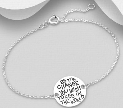 925 Sterling Silver Chain Bracelet, Engraved with 