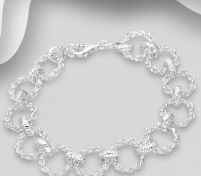 925 Sterling Silver Circle Links Bracelet