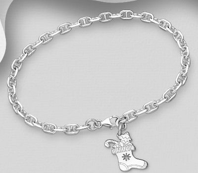 925 Sterling Silver Socks Bracelet