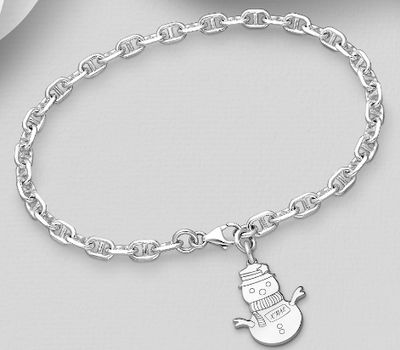 925 Sterling Silver Snowman Bracelet