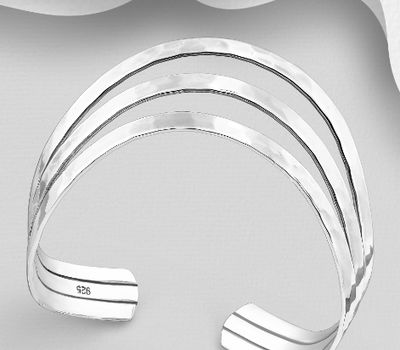 925 Sterling Silver Hammered Cuff Bracelet