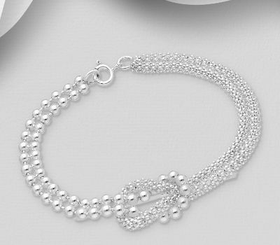 925 Sterling Silver Ball and Knot Bracelet