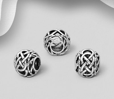 925 Sterling Oxidized Silver Celtic Bead