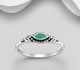 925 Sterling Silver Oxidized Ring, Decorated with Oval Reconstructed Turquoise or Various Colored Resins